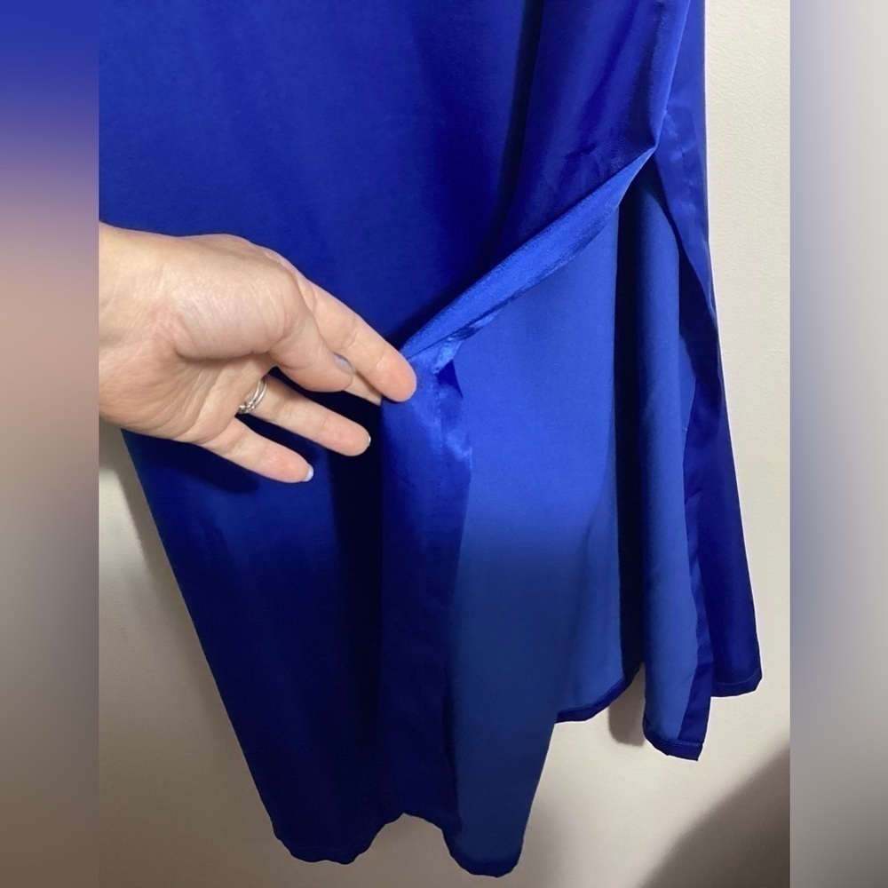 Urban Outfitters Slip Dress Large Cobalt Blue Satin Tie Back - Picture 6 of 13